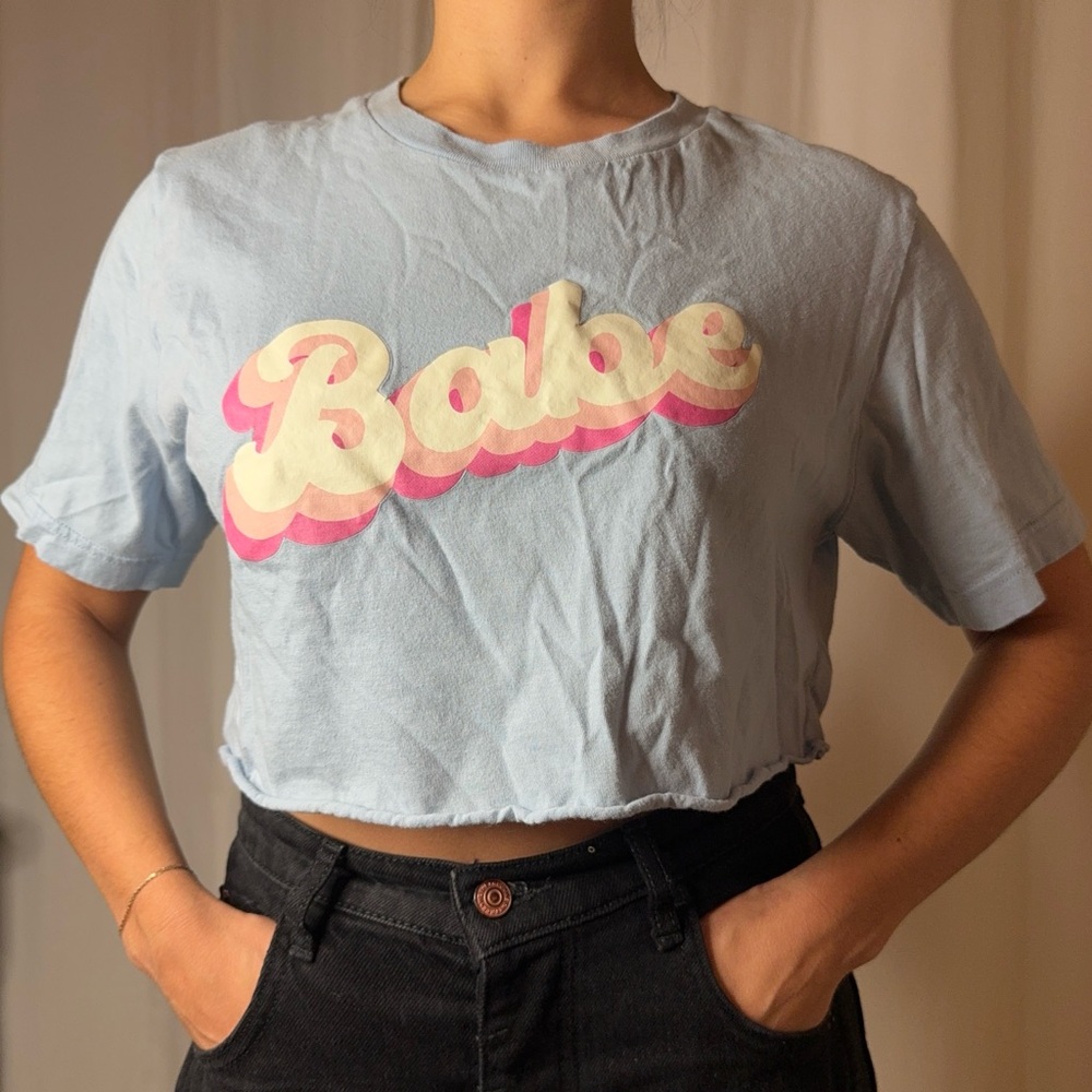Sky Blue 'Babe' Crop Top